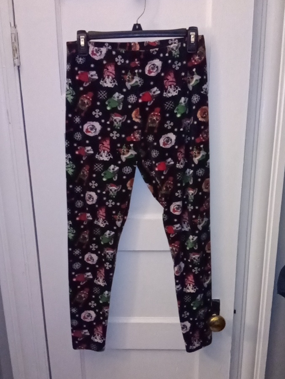 Women's Fleece Leggings Christmas Dog Decor